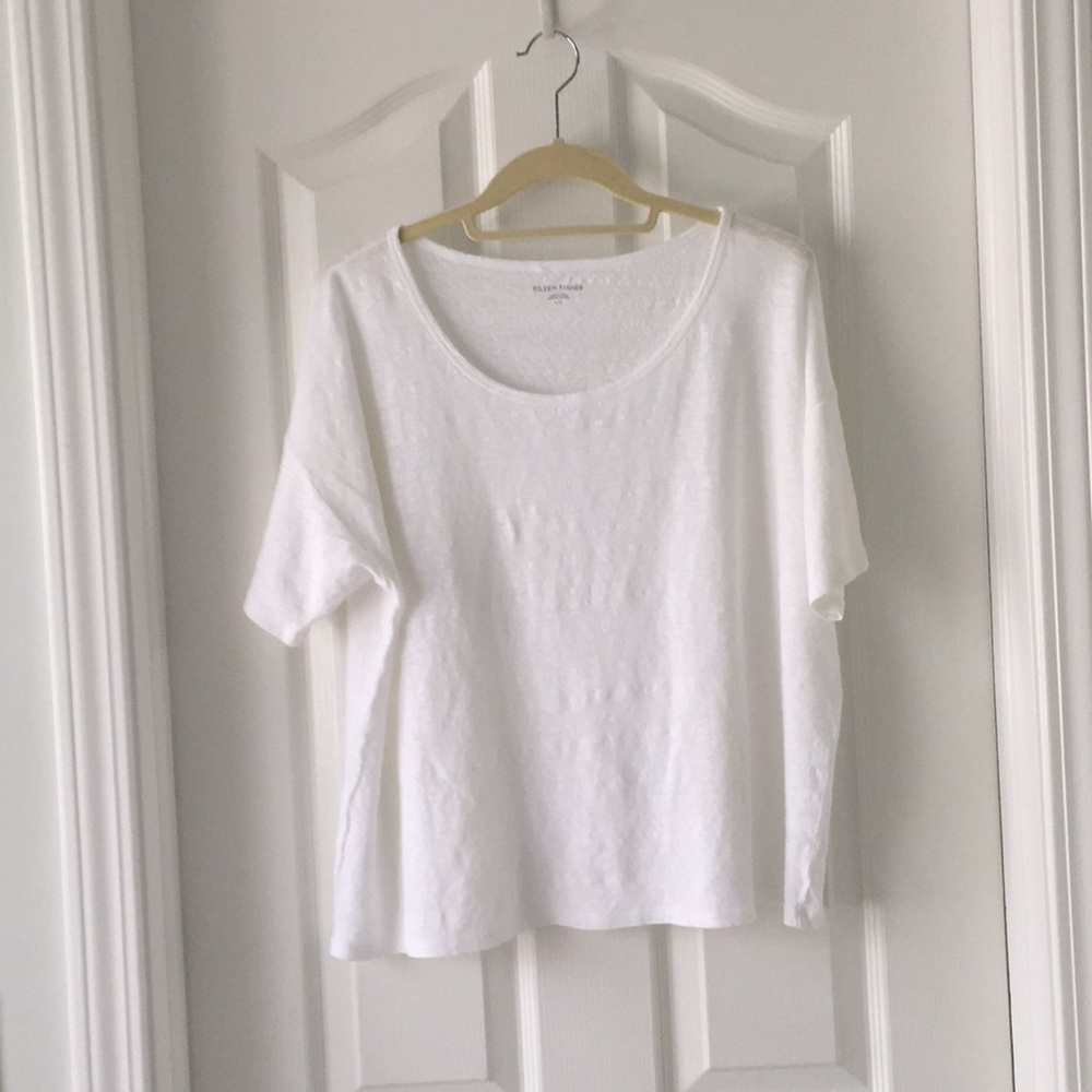 Eileen Fisher white organic linen top NWOT
